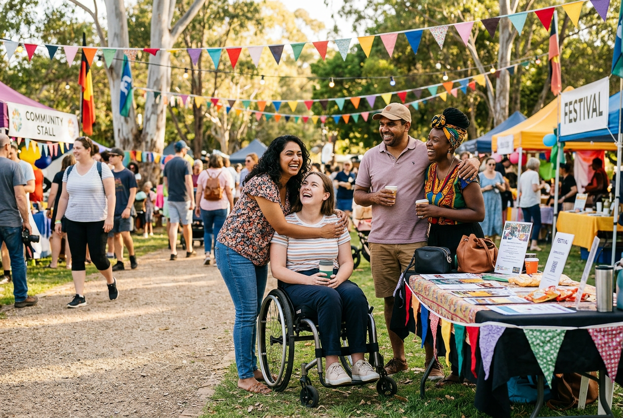 People connecting at a community event