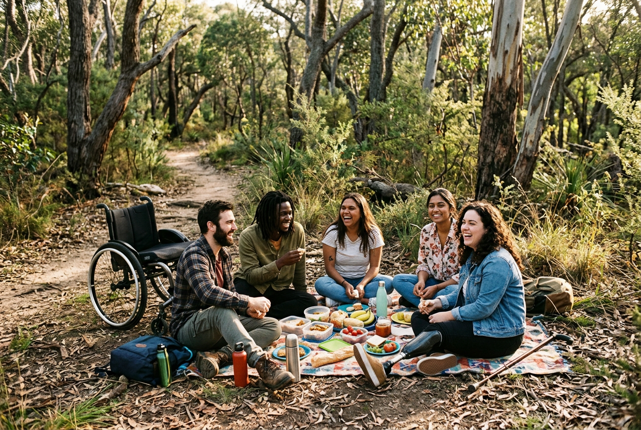 Friends sharing an outdoor outing together