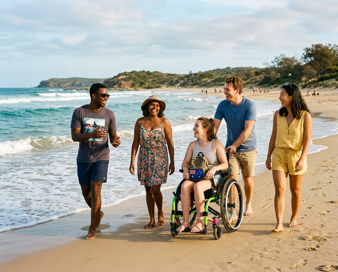 Friends enjoying a beach outing